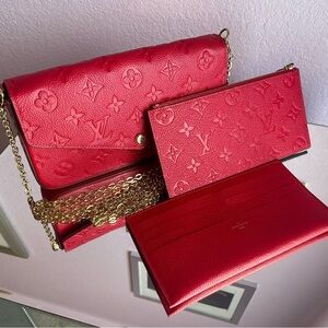 Louis Vuitton Felicie Pochette in Scarlet Empreinte Leather